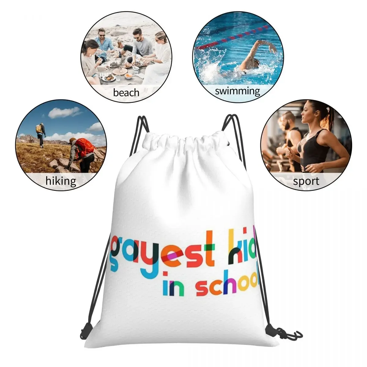 Gayest-mochila escolar multifunción para hombre y mujer, bolsa deportiva portátil con cordón, bolsillo