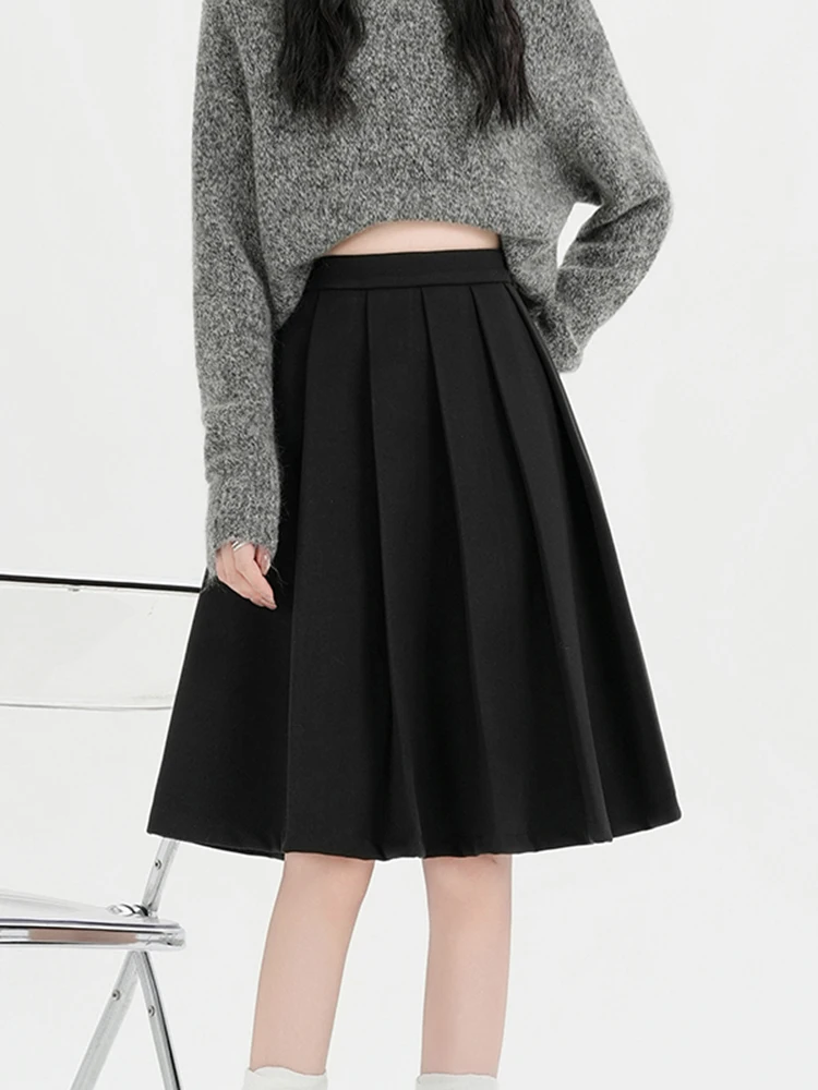 

Новая женская шерстяная плиссированная юбка А-силуэта с высокой талией, коллекция Зима 2026, в студенческом стиле, маленький размер, модный хит