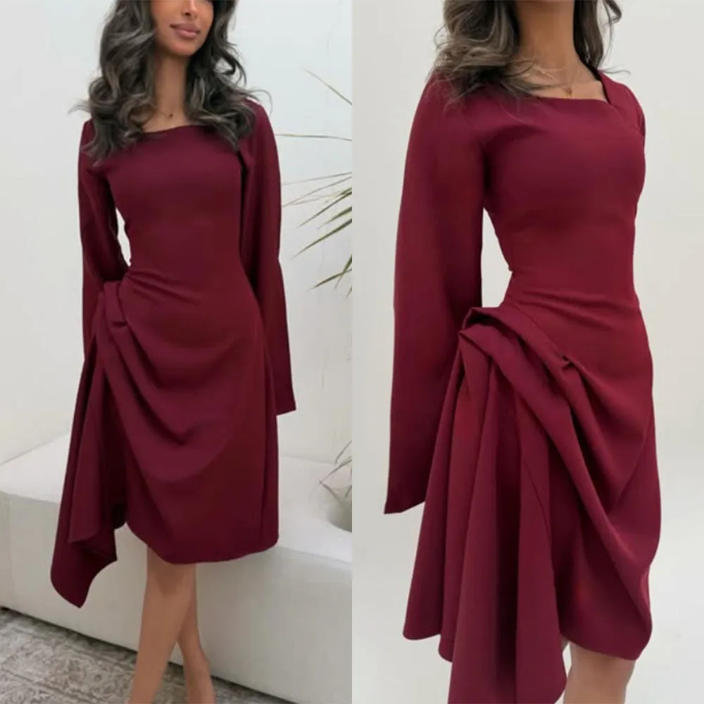 

Высококачественное индивидуальное платье без бретелек, длиной до колен, с длинными рукавами, А-силуэта, для свадебной церемонии, роскошное вечернее платье.