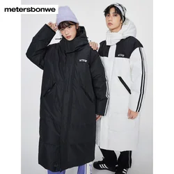 Metersbonwe Length Hooded Down Jacket Men Winter New Basic Thick Winter Parker Coat Warm Jackets Women Casual Loose Outerwear