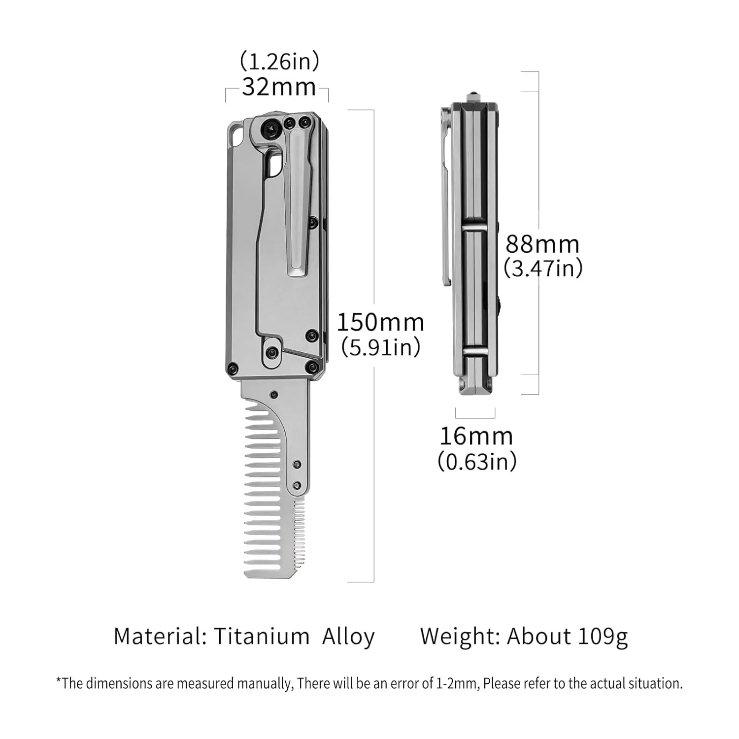 FEGVE TC347 2-in-1 Titanium Handle Carrot Utility , Hair Beared Comb, Retractable Box Cardboard Cutter