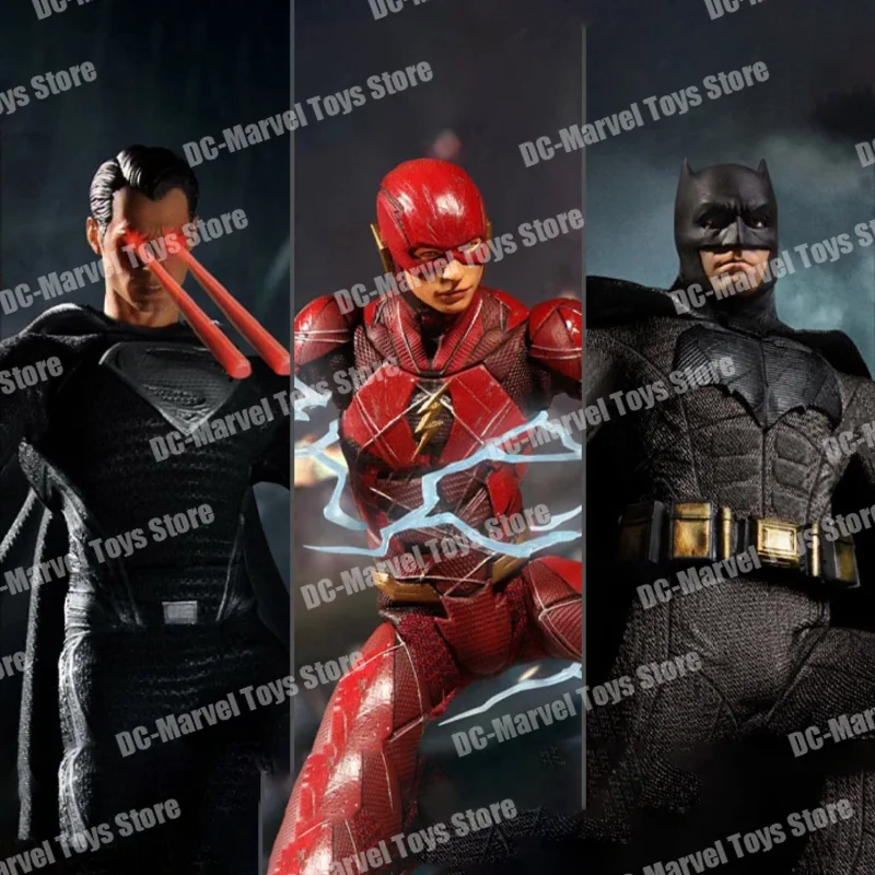 In Stock 1:12 Mezco Justice League Superman Batman The Flash Figure 3 Pack  Anime Action Figures Model Statue Doll Gift Toys