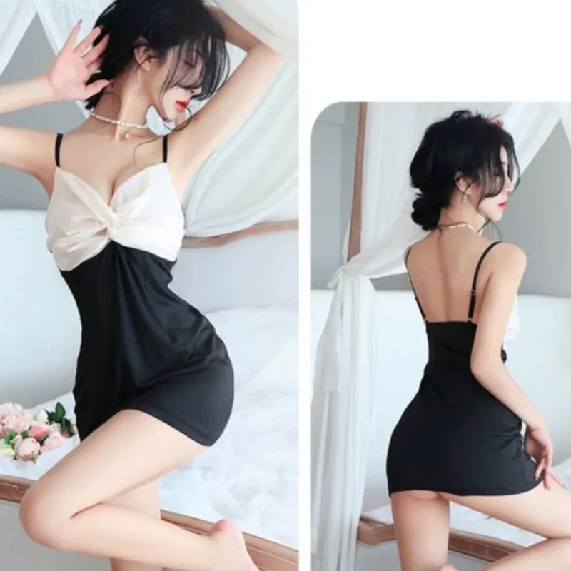 Lencería sexy Correa ajustada con escote en V profundo Falda corta que abraza la cadera Babydoll Vestidos cortos artículos atractivos para mujeres ropa sexy para adultos xxx