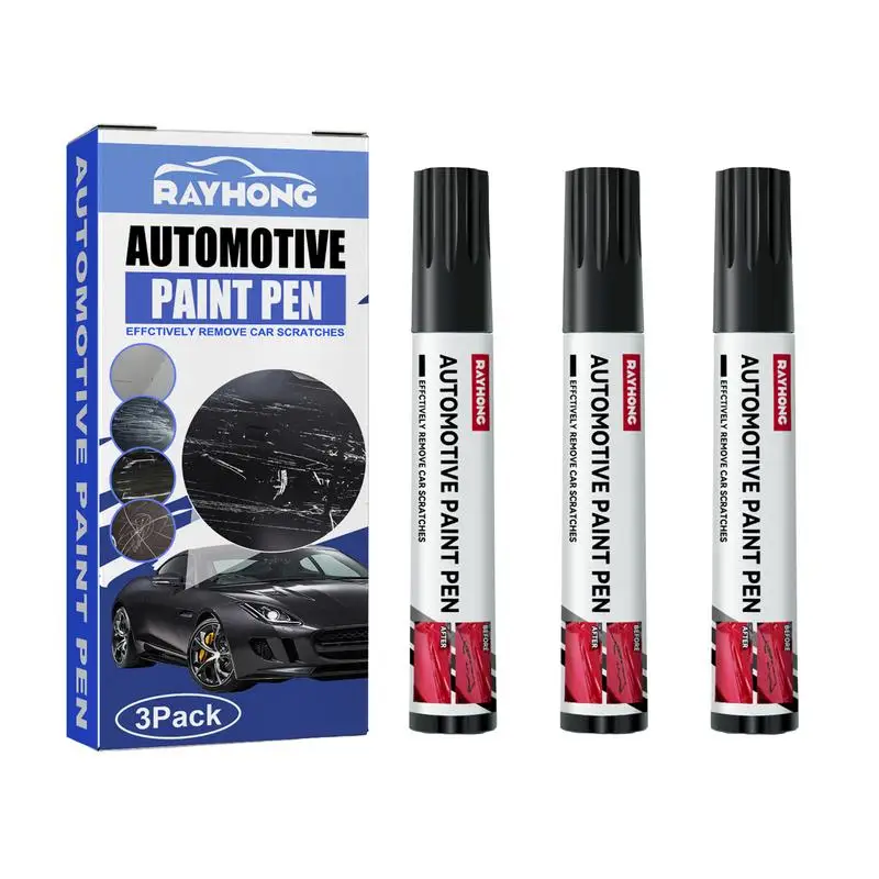 

3 Pieces Car Touch Ups Paint Pen Black White Waterproof Auto Scratch Remover Pen Automobile Paint Scratch Repair Car Grooming