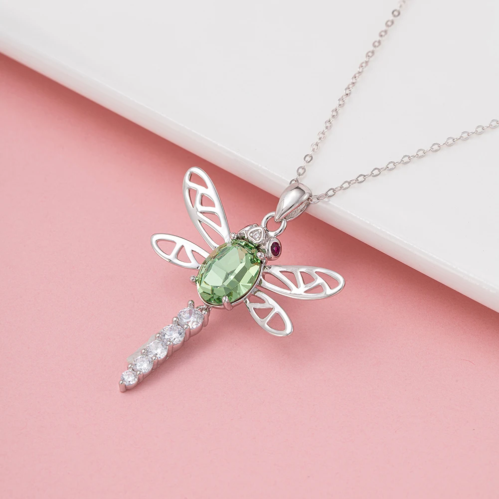 

KISS MANDY Стерлингового Серебра 925, дизайн, модное ожерелье со стрекозой, циркон, подвеска в виде насекомых, цепочка, колье, ювелирное изделие, подарок, женский SSWN21