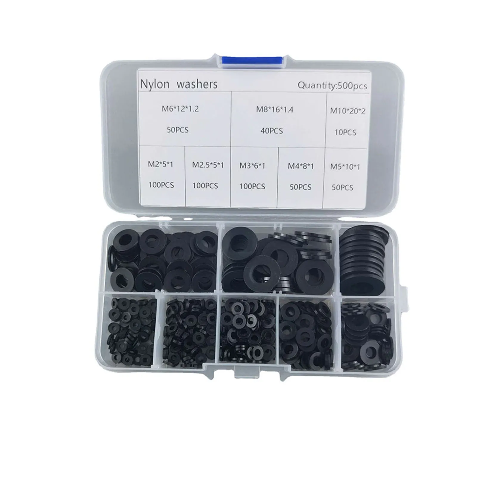 500pcs Nylon Flat Washers For Screws And Bolts Black Plastic Washer Flat Washers Tools Accessories Replacement Parts