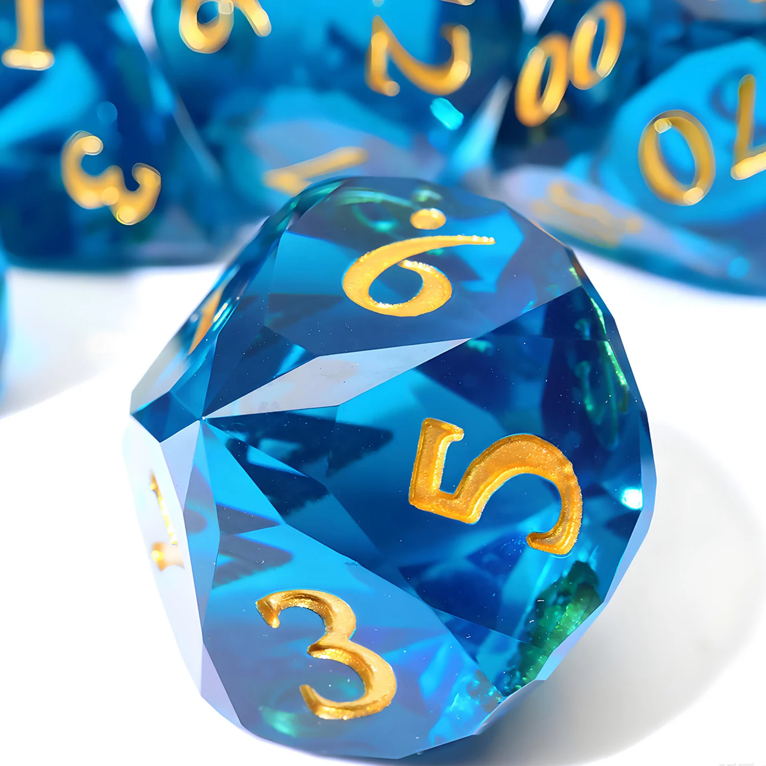 

Набор многогранных кубиков DND из смолы Deep Blue Diamond-Facet, ручной работы, для настольных ролевых игр Dungeons and Dragons, темно-синий