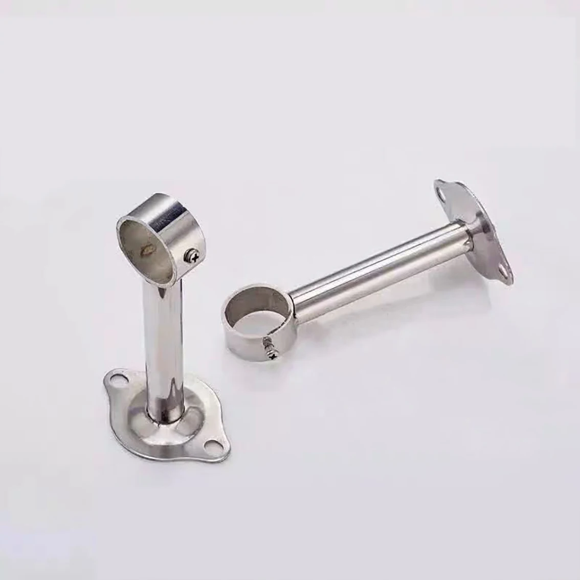 1Pcs Lengthen Stainless Flange Tube Holder for Wardrobe Curtain Cloth Rod Seat Round Tube Seats Bracket Household Hardware