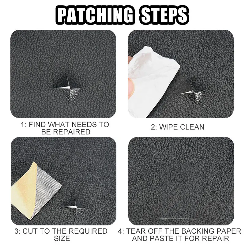 Self-adhesive Leather Repair Patch For Furniture Sofa Car Seats Shoes Bags DIY Supply Back Adhesive Thick Leather Fabric PU Tape