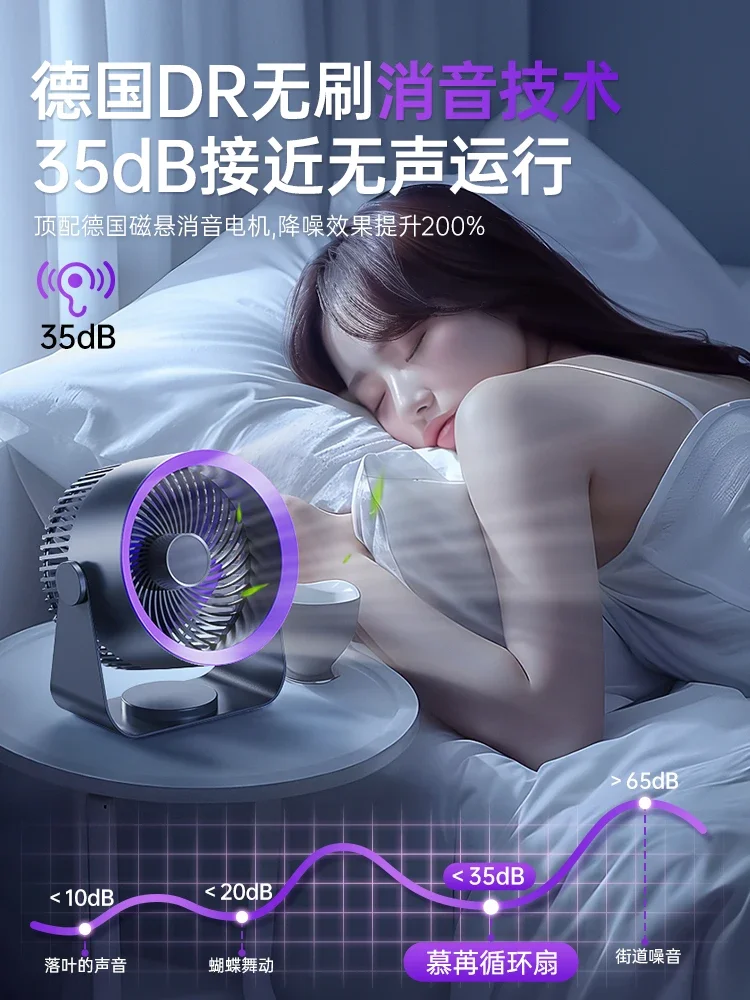 Small fan desktop electric fan small dormitory home bedroom mute office desktop mini air circulation fan bed usb charging