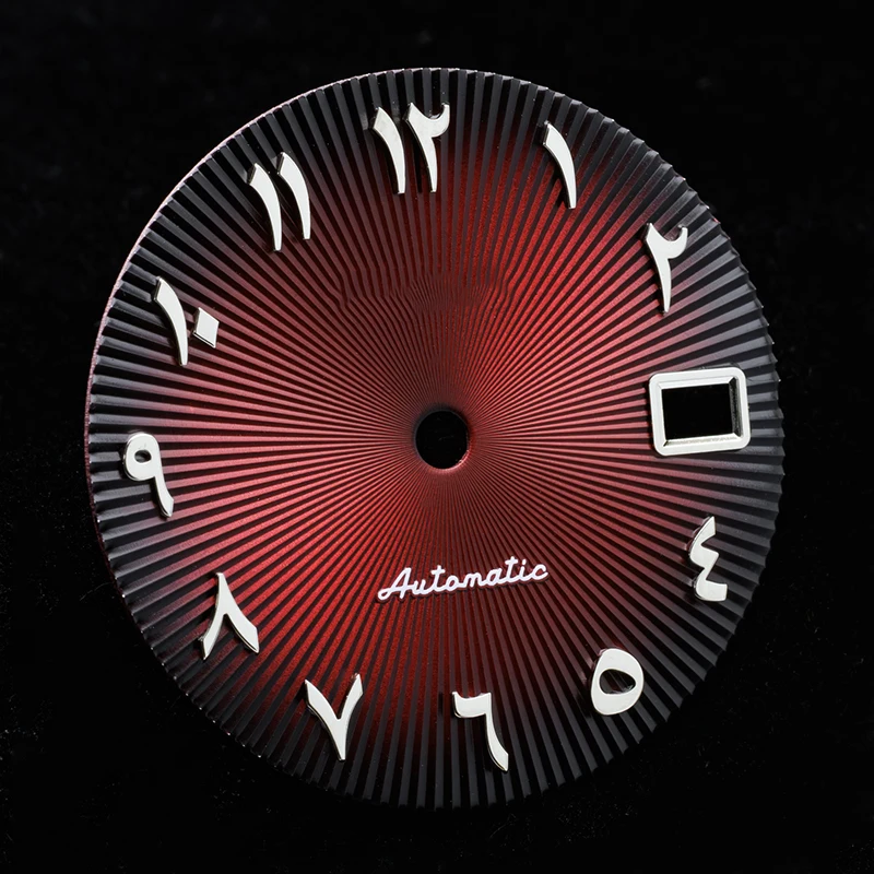 Циферблат часов 28,5 мм со стрелками, арабские цифры, радиальная текстура, Sunray, подходит для NH35 NH36, циферблаты, автоматический механизм