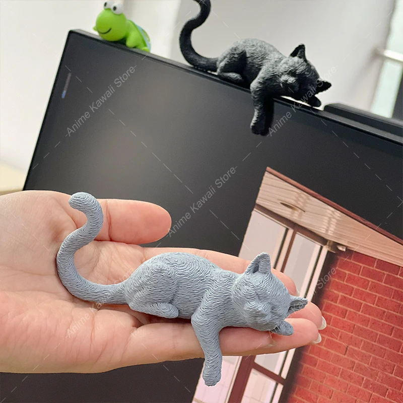 3D Printed Sleeping Cat Statue Figurine Kawaii Cats Car Dashboard Screen Rearview Ornaments Doll Room Decoration Toy