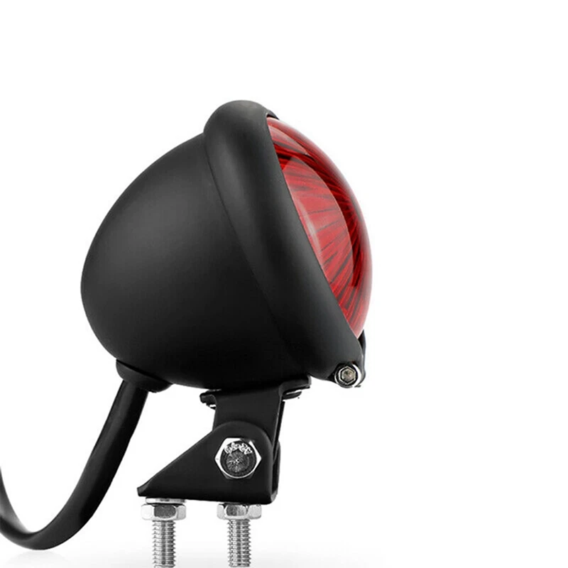 ●Motorcycle 12V LED Rear Stop Taillight Red Lens for Retro Brake Lamp-A57M