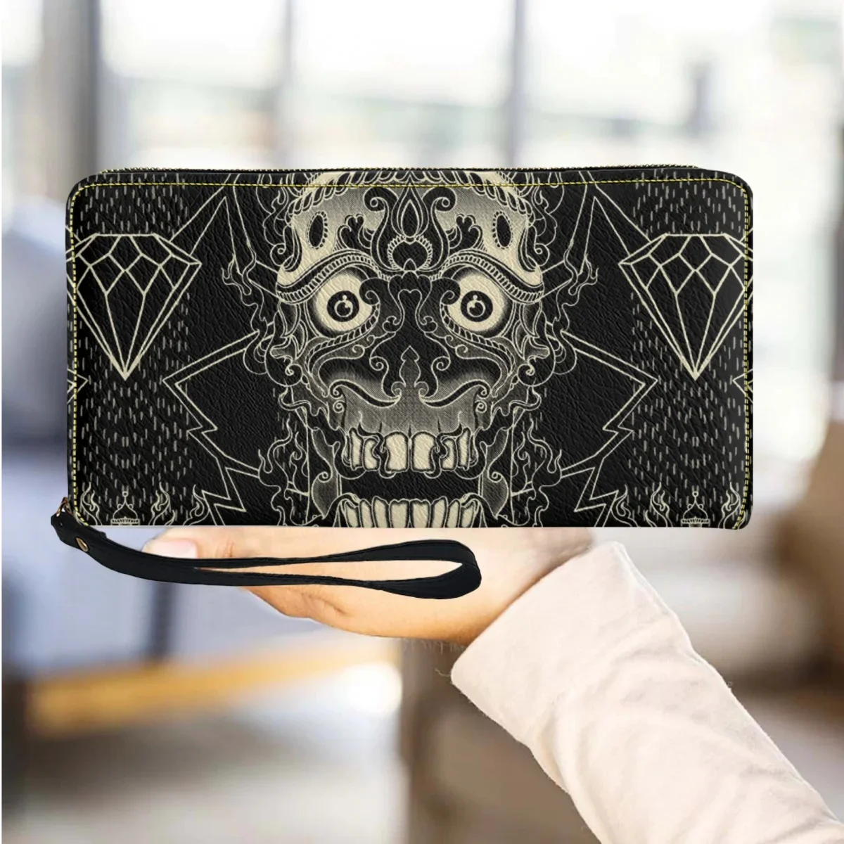 

Women's Gothic Skull Brand Design Small Clutch Long Takeaway Casual Travel Coin Purse Female Fashion Outdoor Party Wallet Gift