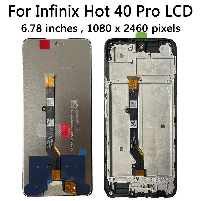 6.78“Inch Hot 40pro Display With Frame For Infinix Hot 40 Pro 40Pro X6837 LCD Display Touch Screen Digitizer Assembly