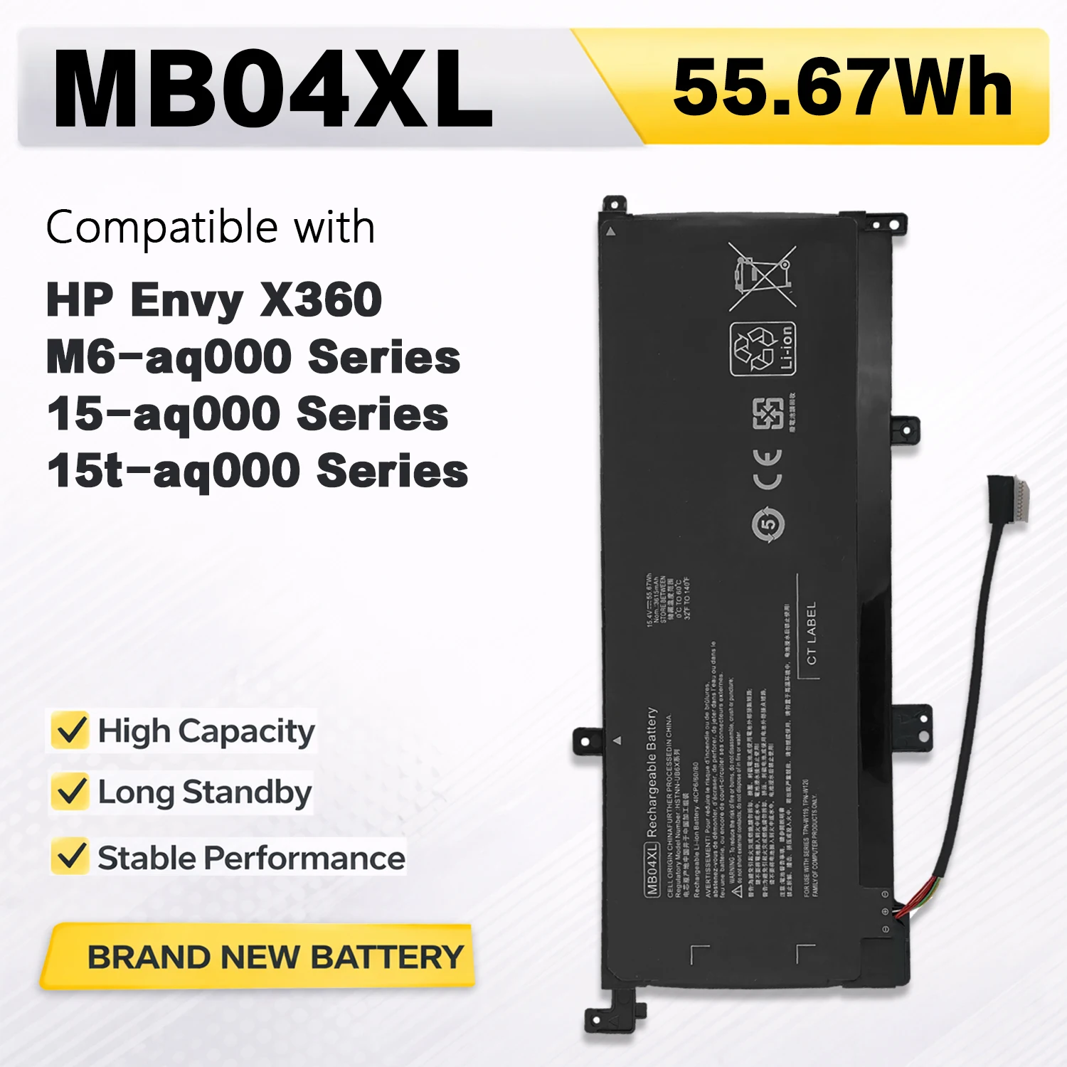 

Аккумулятор PowerHub MB04XL для ноутбуков HP Envy X360 M6-aq000, 15-aq000, 15t-aq000 Series, HSTNN-UB6X, 843538-541, 55.67Wh