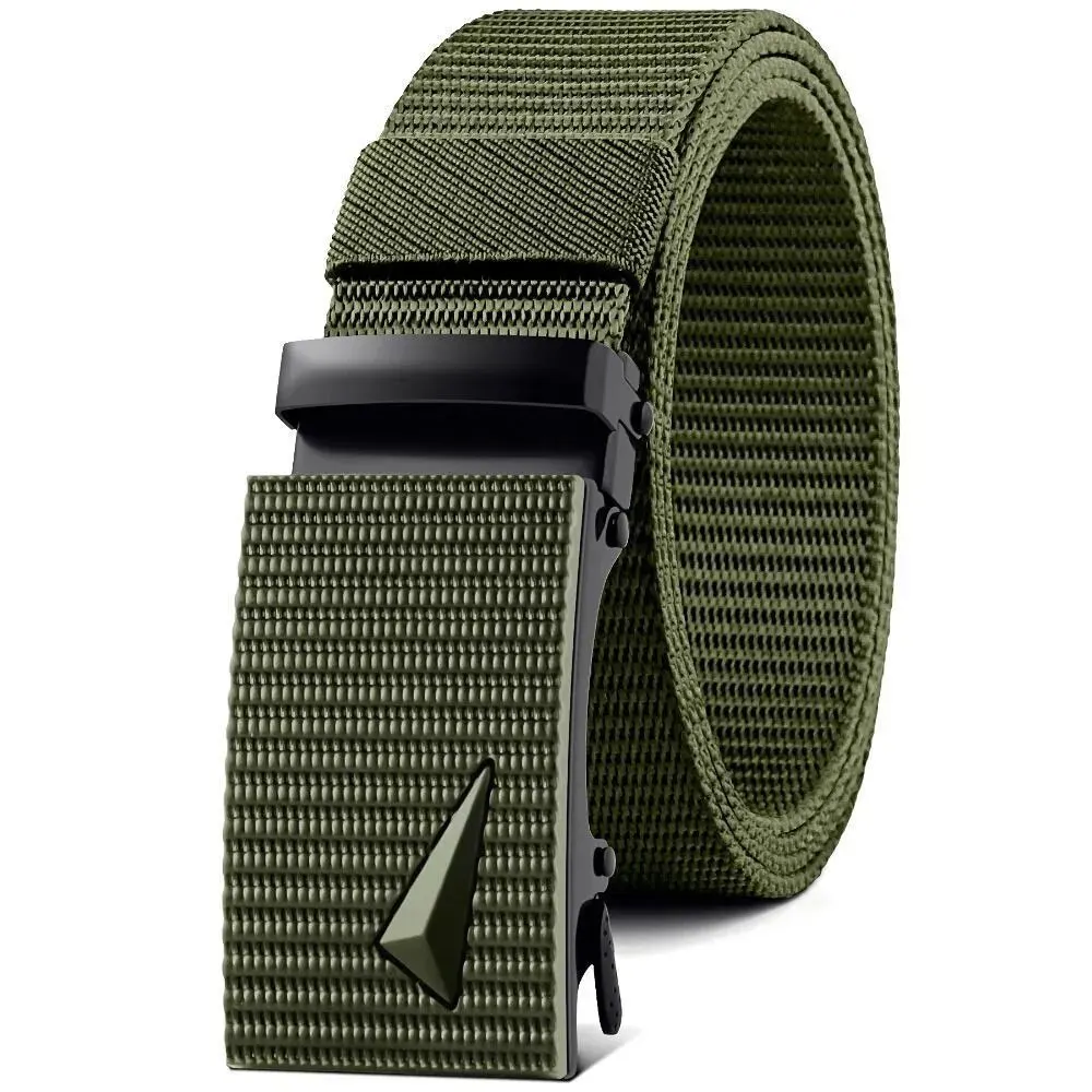 Herenriem Automatische metalen gesp Imitatie nylon singelband Werkriem voor buiten Tandeloze automatische gesp Casual sport Canvas riem