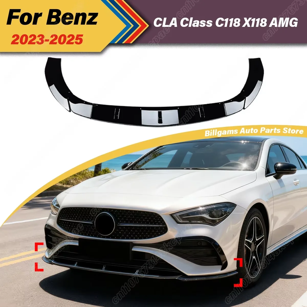 

For Mercedes Benz CLA Class C118 X118 AMG 2023 2024 2025 Front Bumper Spoiler Board Splitter Lip Modification Decoration Kit