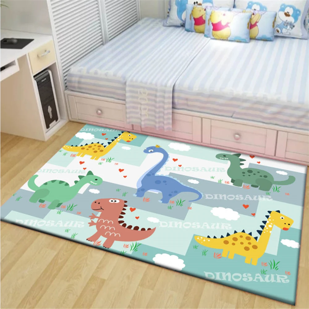 Dinosaur  Cartoon Soccer Rocket Living Room Area Rug Kids Bedroom Carpet Bedside Rug Boys Play Dino Kitchen Mat Entrance Doormat