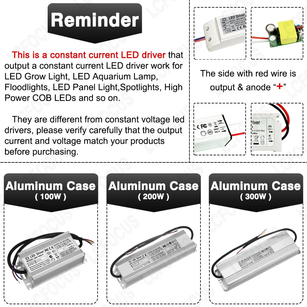Waterproof 100W 120W 150W 200W 300W LED Driver DC 18-34V 1500mA 3000mA 3600mA 4500mA 6000mA 9000mA Lighting Transformers