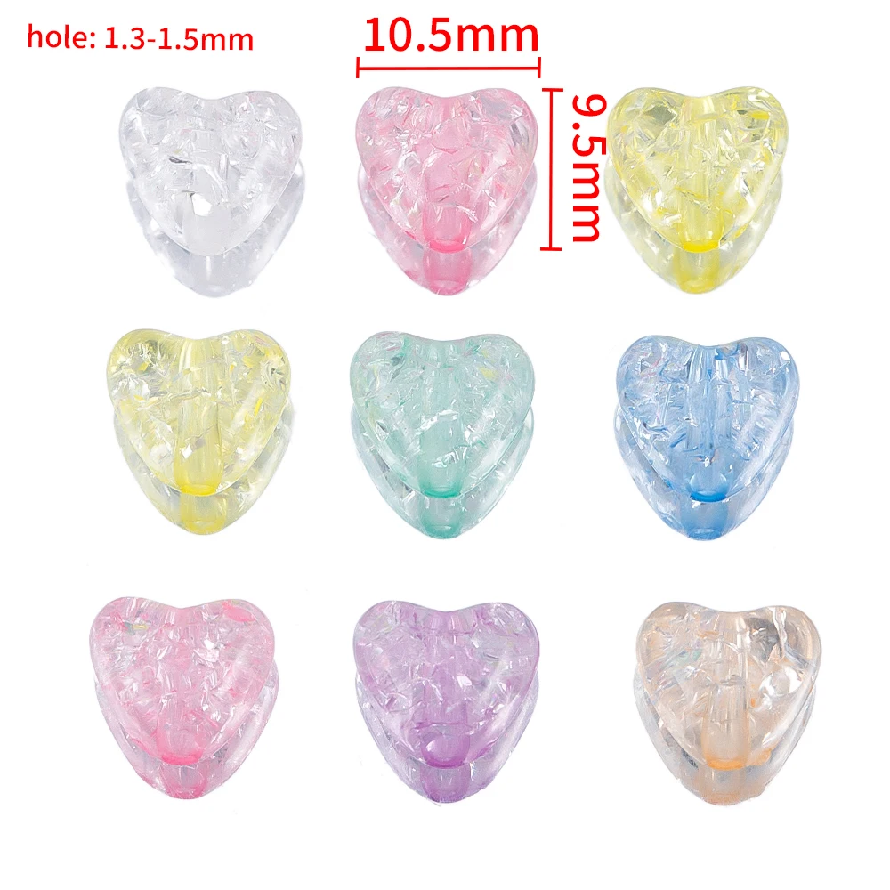 100pcs Candy Colored Heart-shaped Transparent Acrylic Beads For DIY Bracelet Necklace Beads Jewelry Making Materials Cute Style