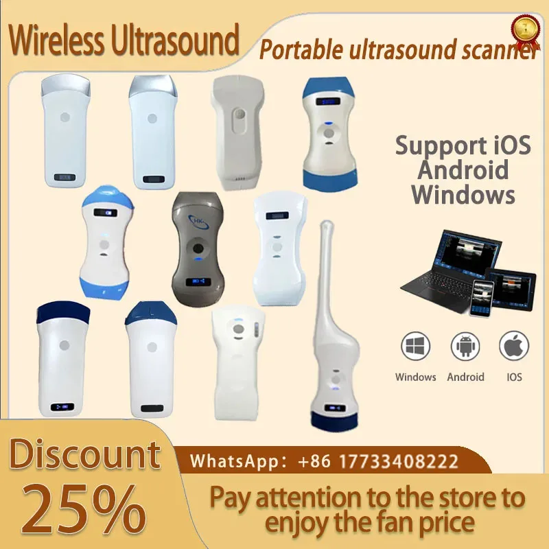 Wireless Ultrasound Probe Scanner Portable Machine WIFI Ultrasound Scanner Machine Support iOS Android Windows Free Suitcase