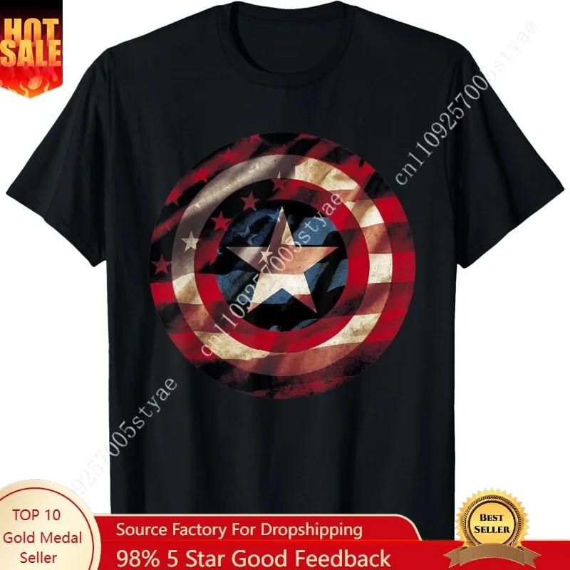 

Marvel Comics Captain America Graphic Flag Fill Shield T-Shirt