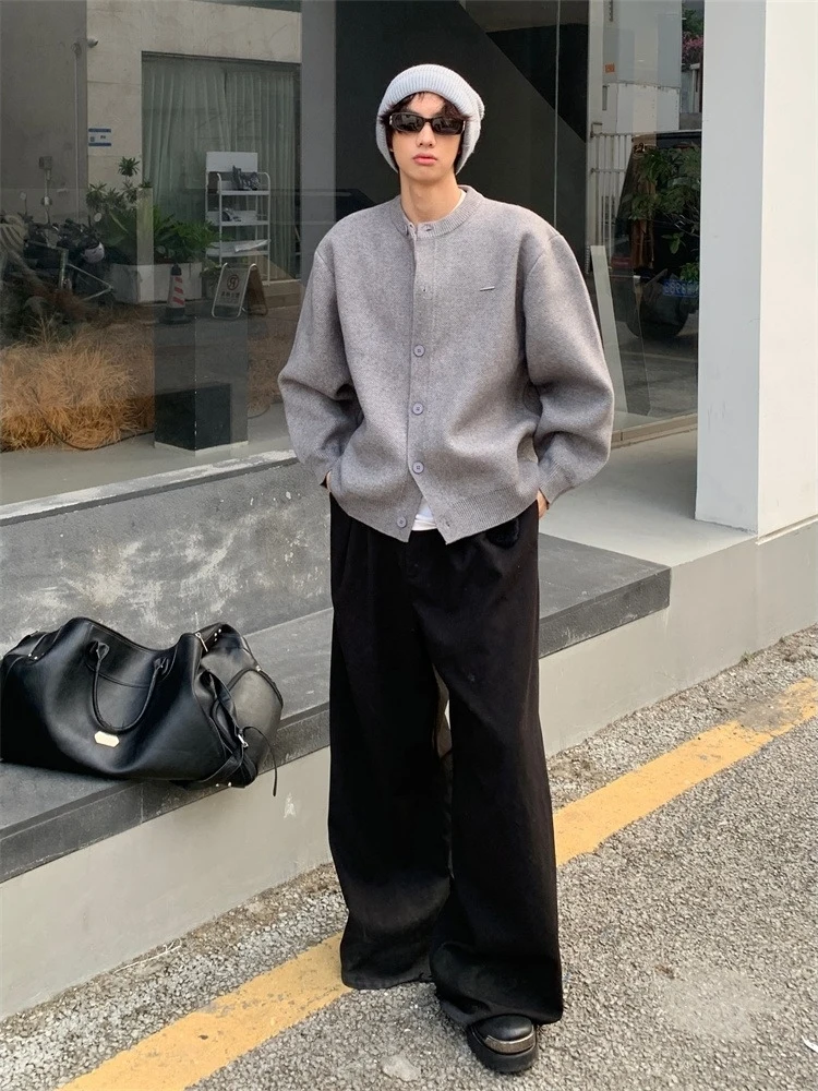 

Ay вязаный повседневный круглый открытый кардиган для мужчин и женщин, осень-зима, свободный модный брендовый универсальный свитер Jaet