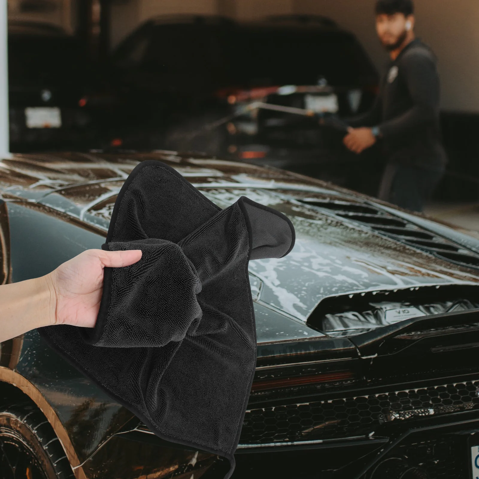 

2pcs Water Absorbent Cleaning Cloths Ultra-Soft Reusable For Car Washing Kitchen Dish Towels Household Surface Wipe Rags