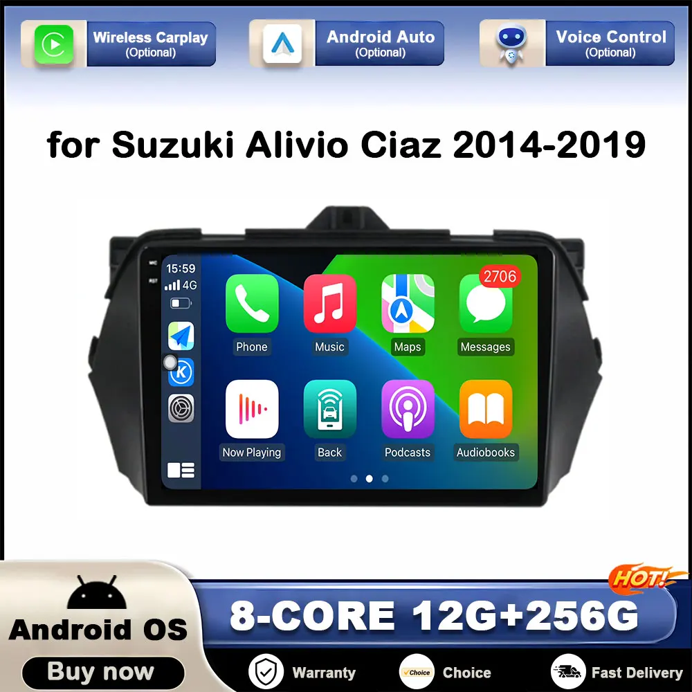 

GPS Navi for Suzuki Alivio Ciaz 2014 - 2019 Car Video Multimedia Player Head Unit Android Auto 2.5D Touch Screen WiFi DSP Stereo