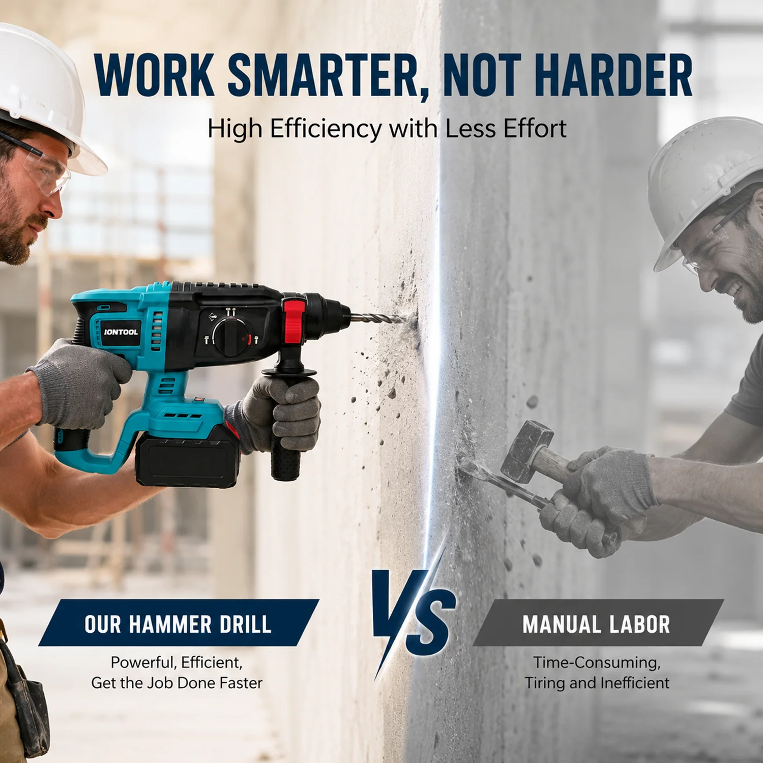 IONTOOL 4550BPM Brushless Rotary Hammer 26mm 1800RPM Tool Only Fits Makita 18V Batteries Brick Concrete Drilling