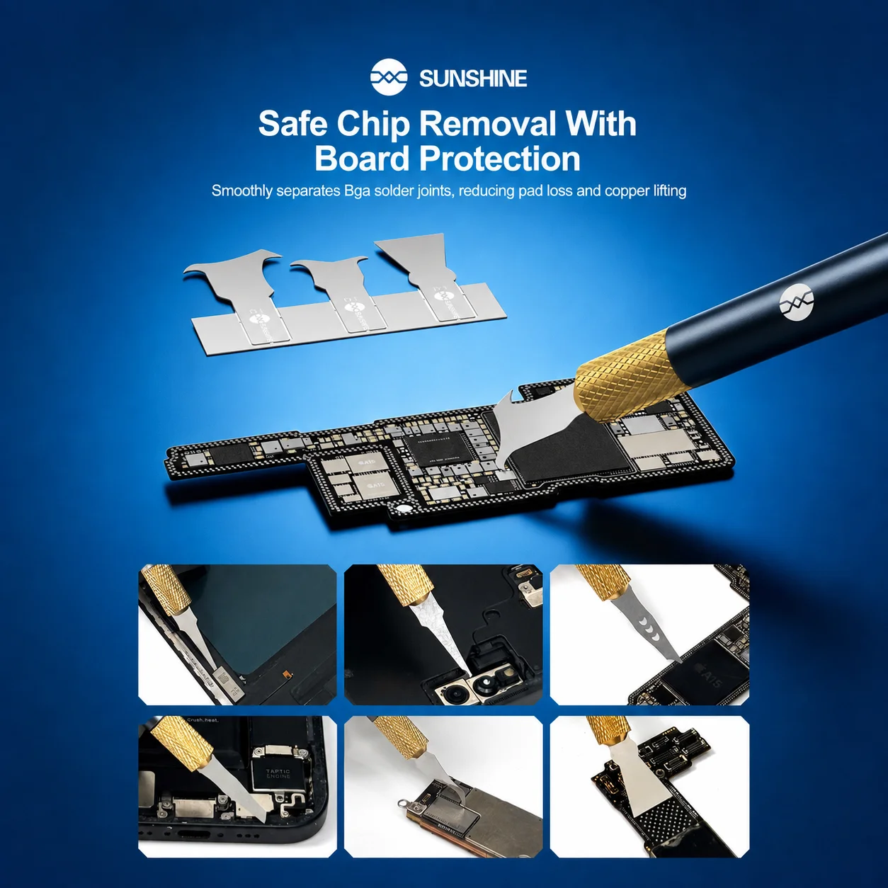 SUNSHINE SS-101A 27+1 IC Pru Tool Set for Phone Repair Mainboard PCB BGA Hard Drive Chips Solder Pads Disassembly Pry-Up Tools