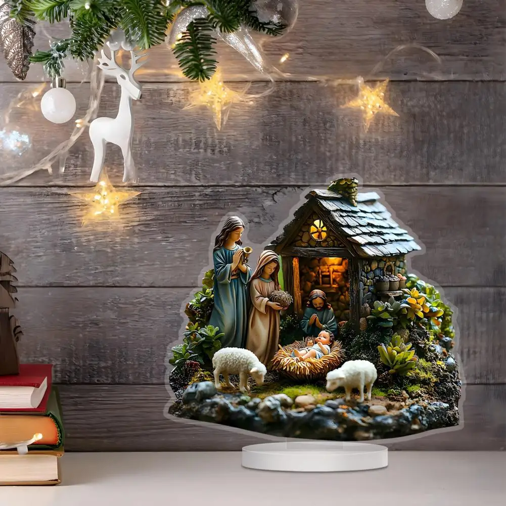 زخرفة عيد الميلاد الاكريليك عطلة حزب ديكور الثلجي المقصورة زخرفة مجموعة لقضاء عطلة الجدول ديكور الاكريليك سطح المكتب سجل للمنزل