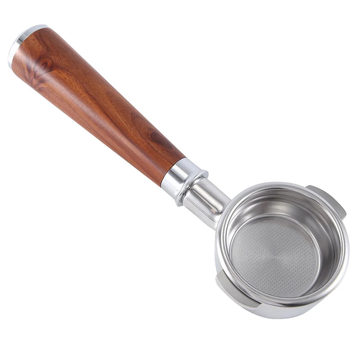 A58E-58mm Double Ear Coffee Machine Filter Holder E61 Bottomless Portafilter with Wooden Handle Style D