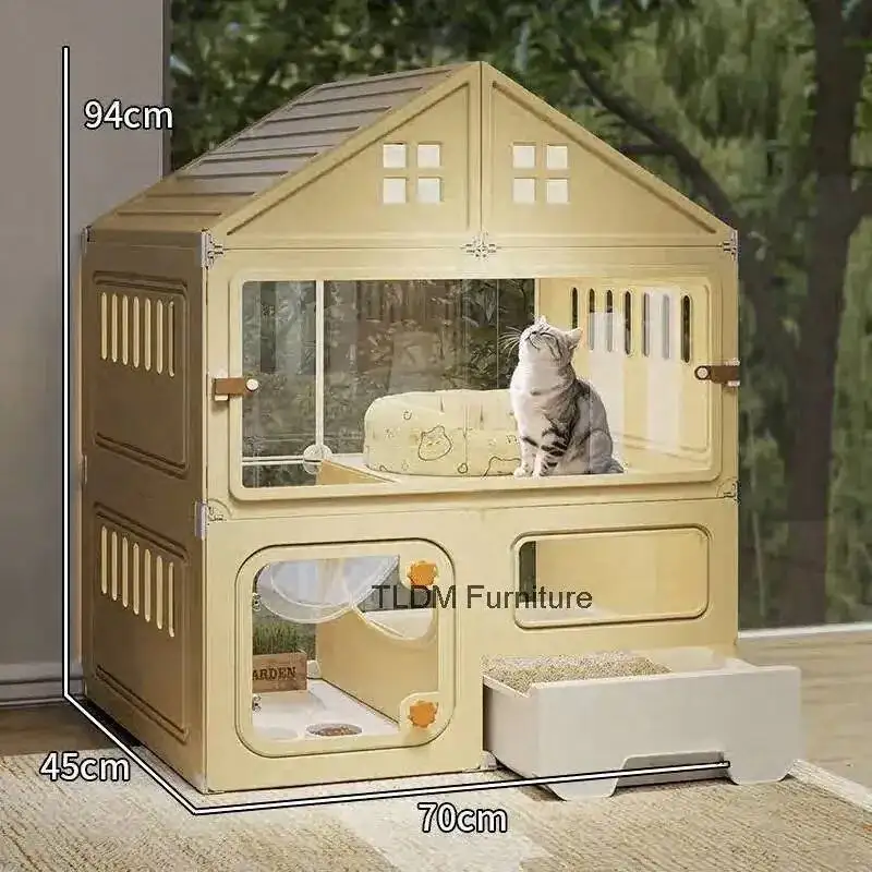 Transparent Cat Cages Simple Home Indoor Cat Cage with Integrated Litter Box Extra-large Space Multi-level Play Cage Pet Product