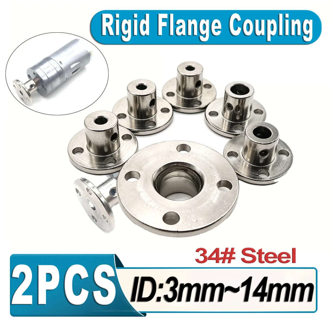 3/3.17/4/5/6/7/8/10/11/12/14mm Rigid Flange Coupling Motor Guide Shaft Coupler Motor Connector Shaft Axis Bearing Fittings