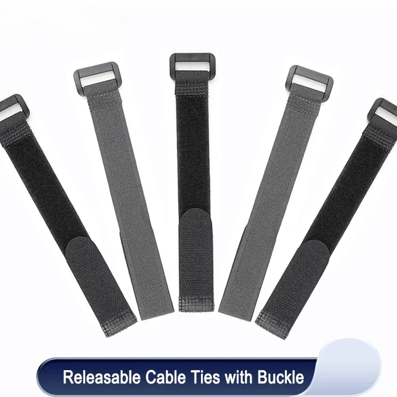 

Cable Ties Reusable Self Adhesive Black Width 20mm Nylon Strap Reverse Buckle Line Wire Organizer Hook Loop Bundle Fastener