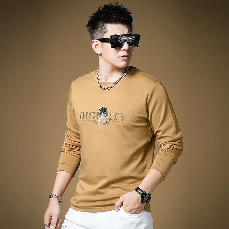

Men's Trendy Base Layer T-irt Spring Autumn Knitted Fabric Long Sve round Ne Antibacterial Geometric Pattern Faionab...