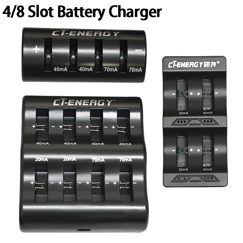 4/8 Slot Travel Portable Charger Button Cell Battery Charger for 1220 1240 1620 1632 2032 2025 2025 2016 2430 Li-Ion Coin Cell