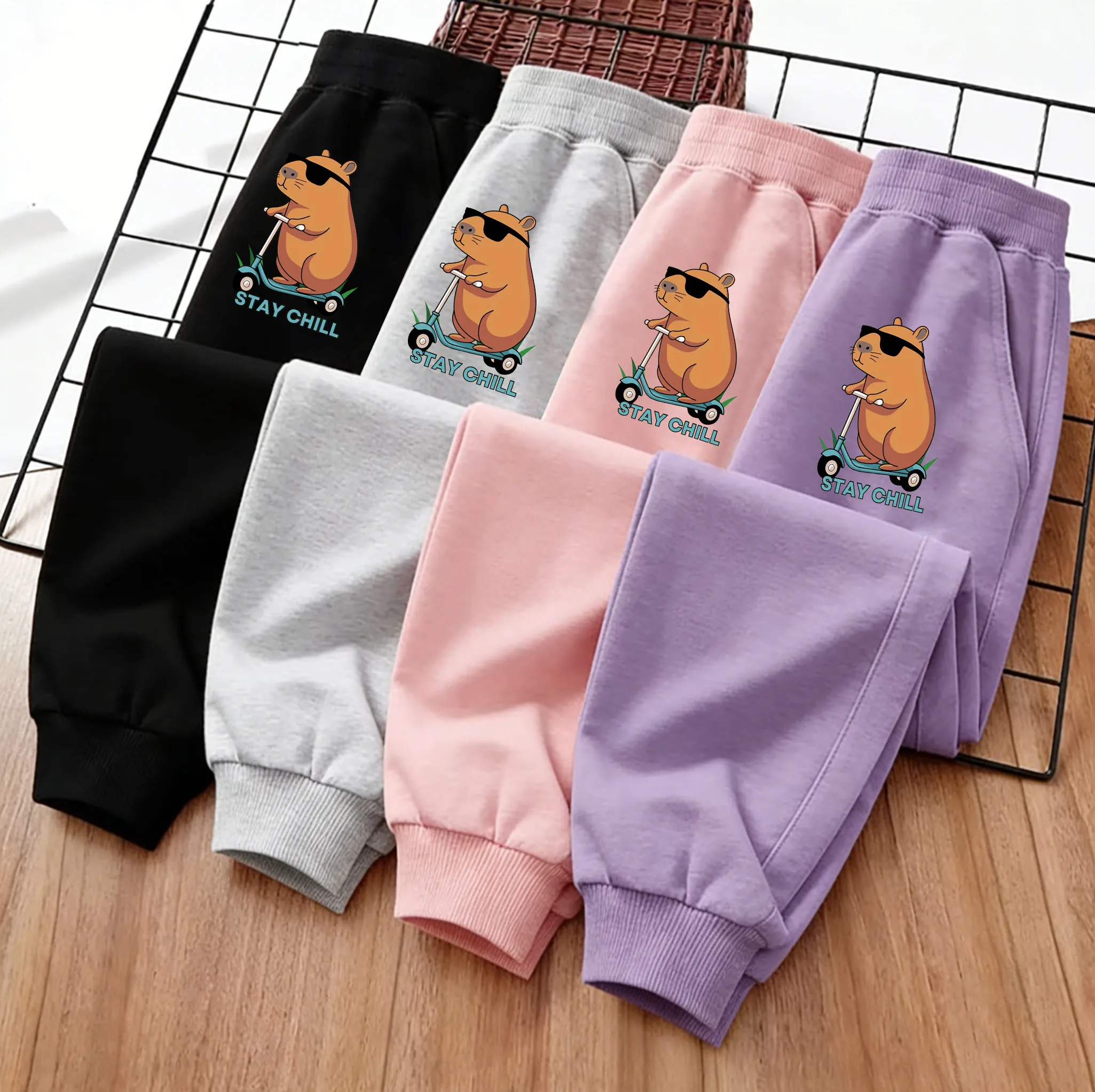 Kinderhosen im Capybara-Design, bequeme Hosen, lange Hosen, Herbst- und Winterkleidung, grafische Hosen für Kinder, Jungen und Mädchen, Kleidung