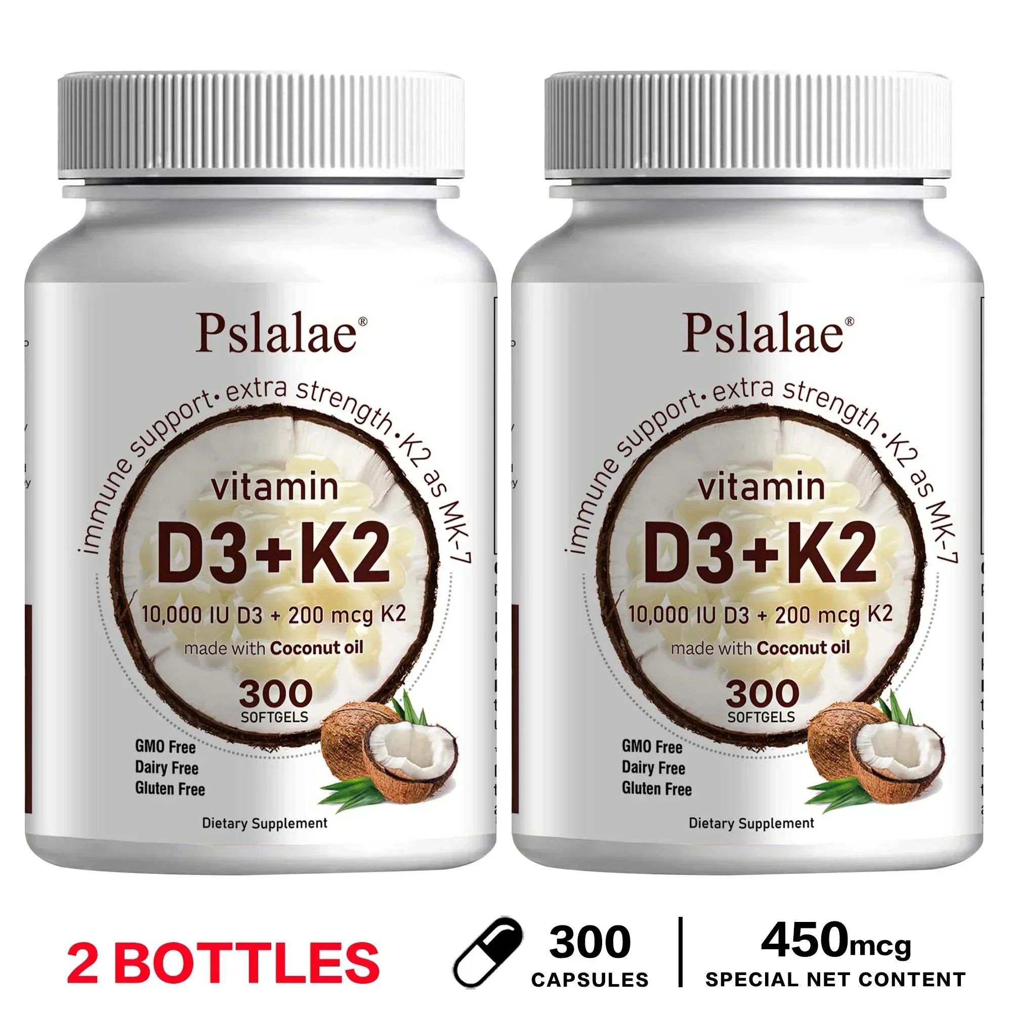 Vitamin D3 K2 Capsules - Promotes Strong Bones, Calcium Absorption, Teeth, Heart, Cardiovascular Health