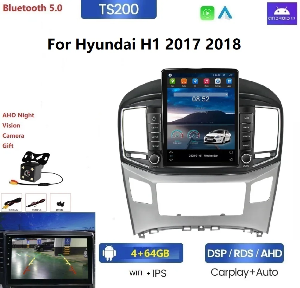 Android13.0 IPS 2.5D DSP Car DVD Player For Hyundai H1 2017 2018 4+64GB 4G LTE GPS BT Stereo SWC Video