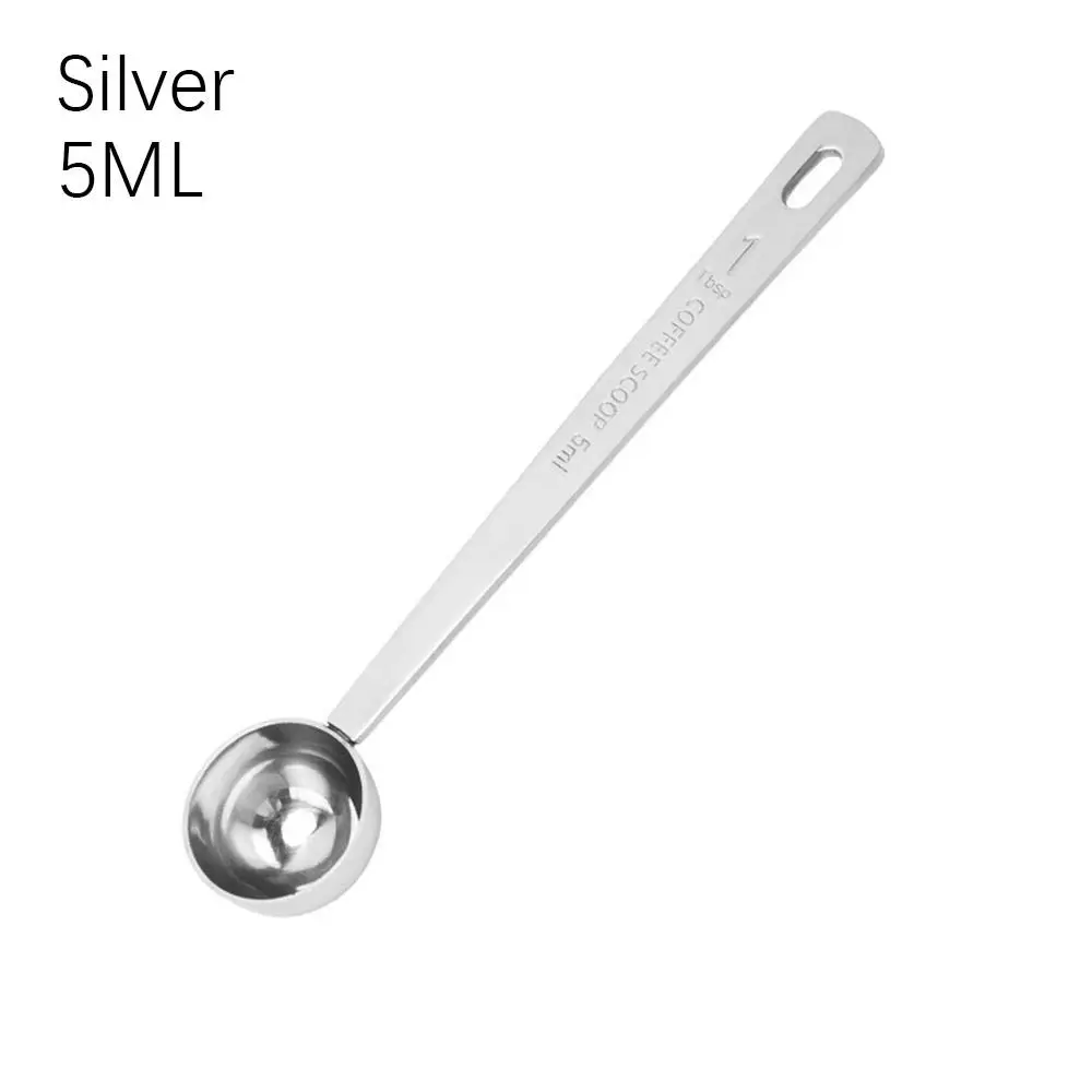 Lot de 5 cuillères à café doseuses en acier inoxydable avec long manche pour café, lait en poudre, poudre de fruits Lot de 5 cuillères à café doseuses en acier inoxydable avec long manche pour café, lait en poudre, poudre de fruits