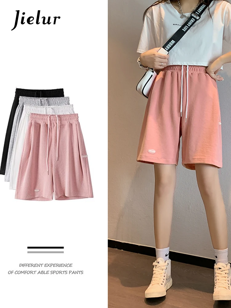 

Jielur Summer Fashion Cool Short Pants Sport Wide Leg Women's Shorts Street Loose Pink White Shorts Female Harajuku BF M-2XL