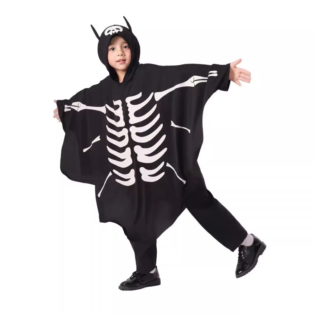 キッズゴーストバットケープコスチューム - ハロウィンバットウィングマント（フード付き）、男の子と女の子のための不気味なパーティーケープ、コスプレ＆仮装