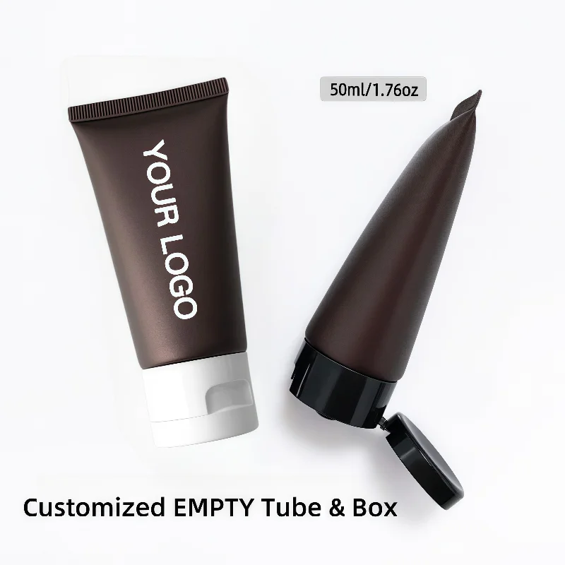 【شعار مخصص】50 قطعة غطاء ثلاثي الألوان مخصص 50 مل متوفر في أنابيب ناعمة بلوري بني أنابيب فارغة مواد تغليف مستحضرات التجميل #1