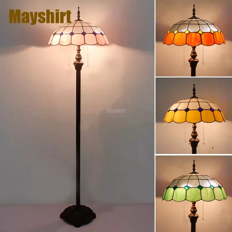 Tiffany Led Floor Lamps Vintage Turkish Mosaic Lamp Floor Lights Stained Glass Standing Light for Bedroom Living Room Home Decor