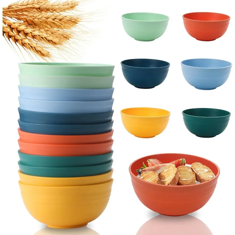 

12 Pcs Wheat Straw Cereal Bowls 26 Oz Wheat Straw Bowls Set Reusable Plastic Bowls for Soup Microwave & Dishwasher Safe Soup an