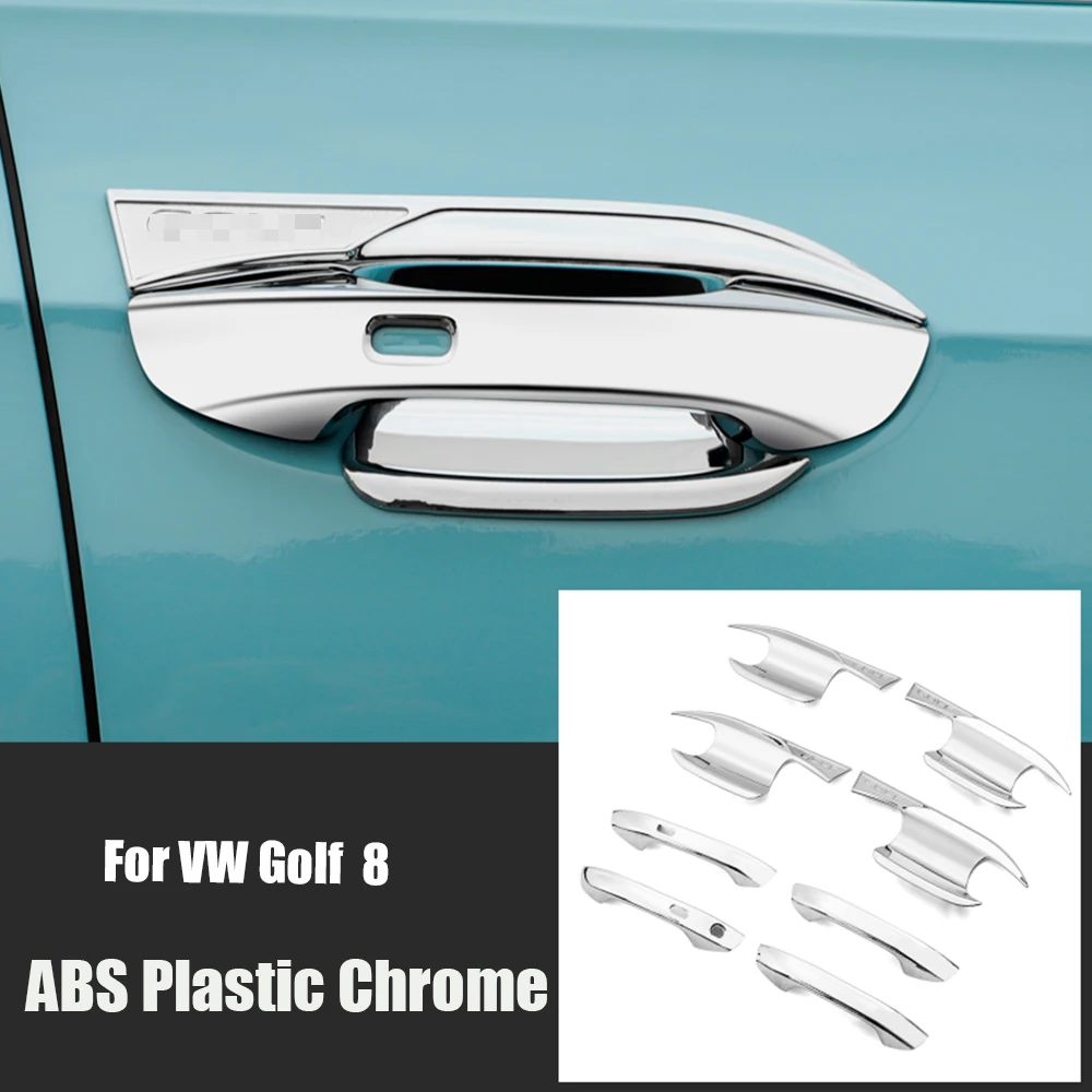 Accesorios de carbono cromado para manija de puerta de coche, cubierta de espejo, embellecedor de luces antiniebla traseras para Volkswagen VW Golf 8 MK8 2021 2022