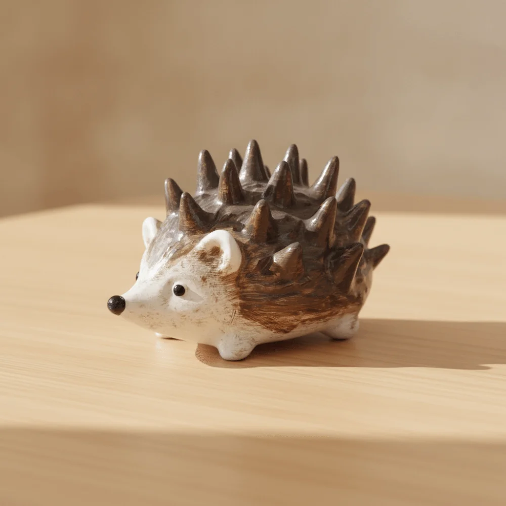 Resin Craft Hedgehog Ornament Figurine for Desk Storage Rings Hedgehog Statue Contemporary Style